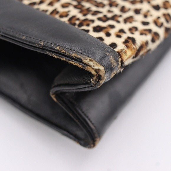 North Judd O’Connor Goldberg Vintage Leopard Print Black Leather Handbag Chic - Picture 8 of 16